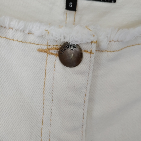 Theory White Raw Edge Waist Hem Cropped Jeans Size 6 - Picture 8 of 11